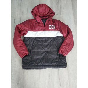 DGK Dirty Ghetto Kids Puffer 1/4 Zip Jacket w/ Hoodi, 100% Nylon, Size Small